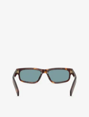 PRADA PR B11SF Rectangle-Frame Tortoiseshell Acetate Sunglasses detail 3