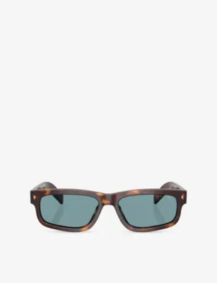 PRADA PR B11SF Rectangle-Frame Tortoiseshell Acetate Sunglasses