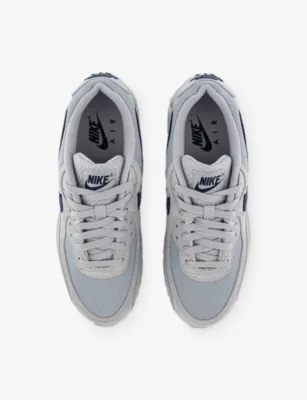 For Him Air Max 90 Leather and Mesh Trainers - 3.5 in WOLF GREY MIDNIGHT NAVY, additional product view 2