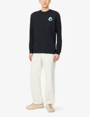 MONCLER Mountain Logo-Patch Long-Sleeve Cotton T-Shirt detail 2