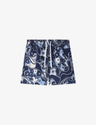 SANDRO Graphic-Print Woven Swim Shorts