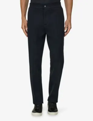 BOGGI MILANO Straight Elasticated-Waist Stretch Cotton-Blend Trousers detail 3