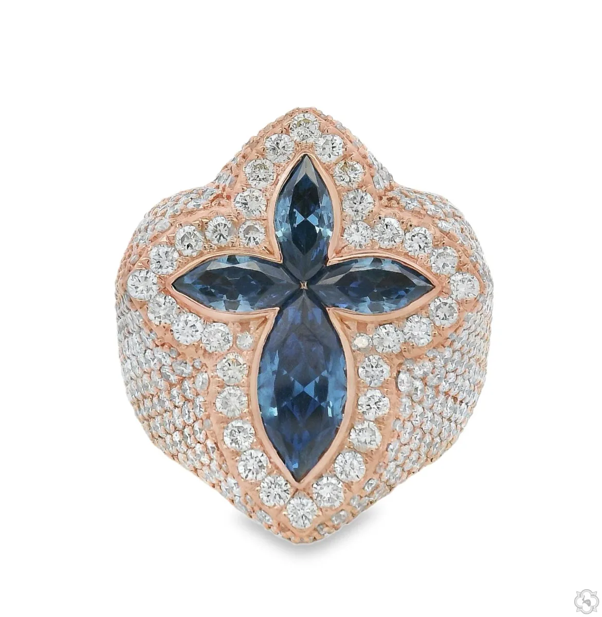 MICKY - ICEBERG Iceberg Celestial Blue Quartz Crystals Diamond Ring 70370 in Rose / 10 – Ring