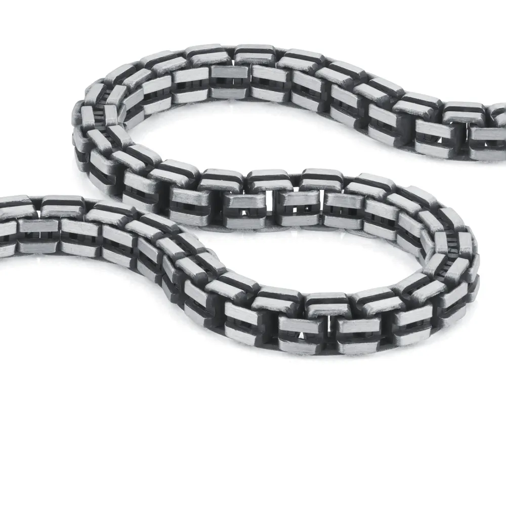 For Him Sterling Silver Mens 8 Inch Oxidised Box Bracelet detail 3