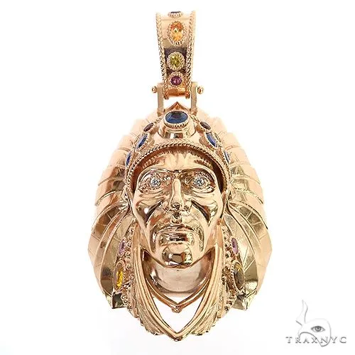 RINA - For Him FACTORY Multi Color Sapphire Indian Head Pendant 68885 in Rose Gold – Pendant