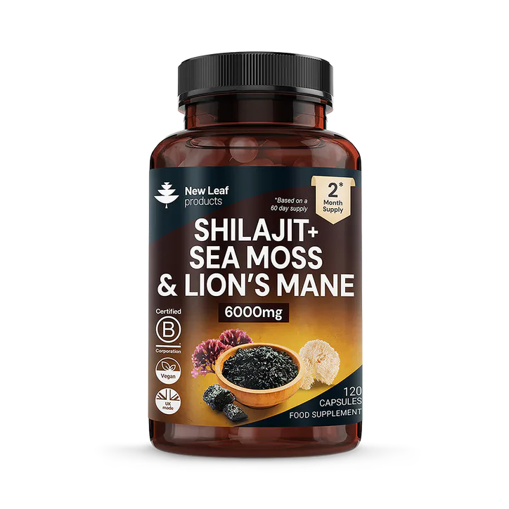 New Leaf Products Shilajit, Sea Moss & Lions Mane 120 Capsules
