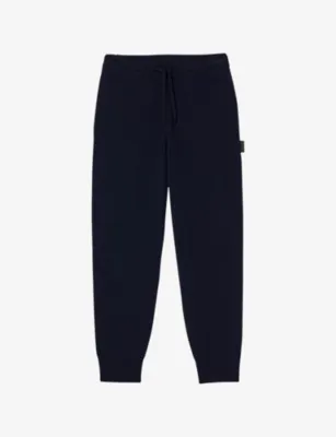 SANDRO Logo-patch regular-fit stretch-woven jogging bottoms