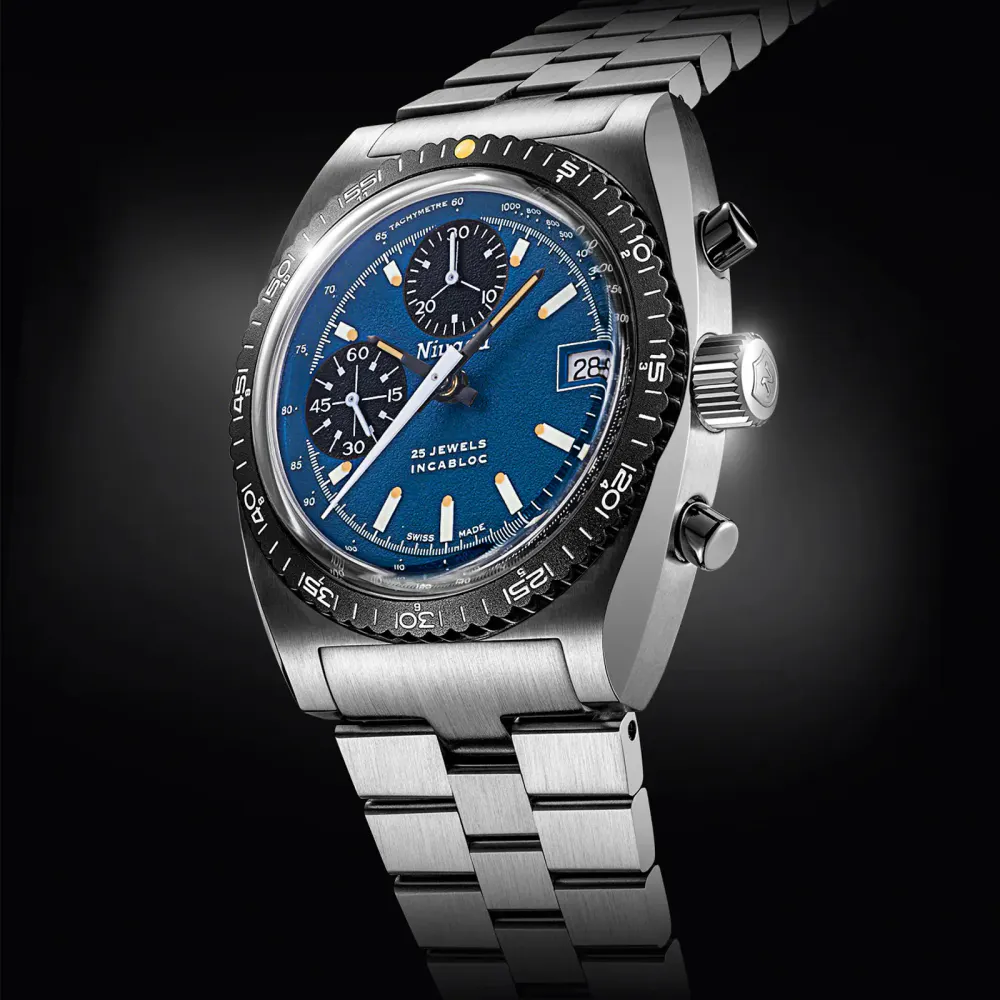 Nivada Grenchen Autochron Blue 38mm Watch in Blue, additional product view 2