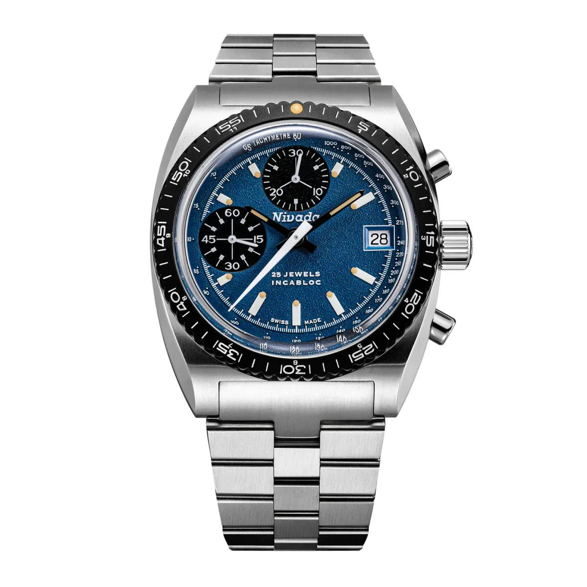 Nivada Grenchen Autochron Blue 38mm Watch