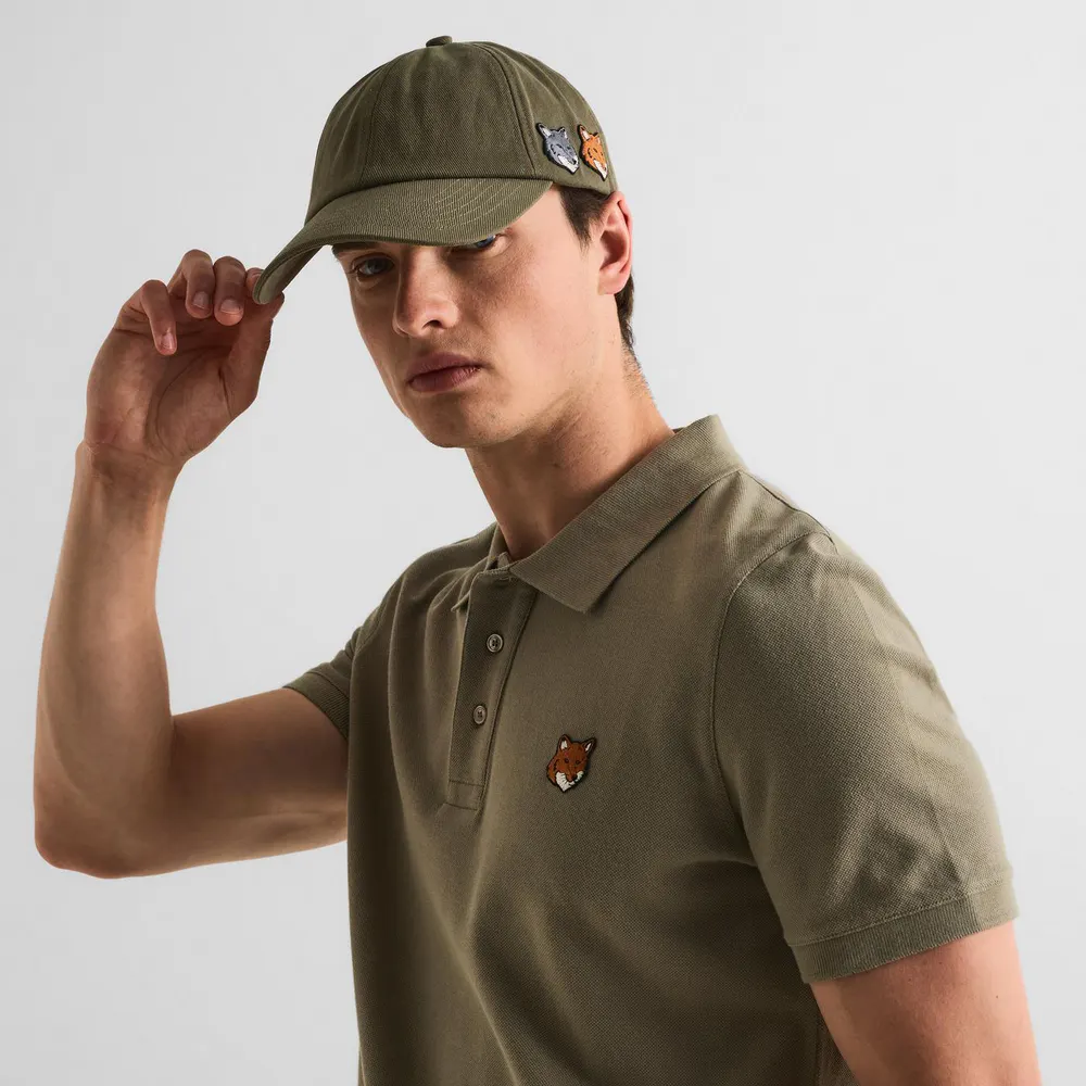 Maison Kitsune Men's Double Fox Head Fade Baseball Cap in Faded Lrl Green, additional product view 3