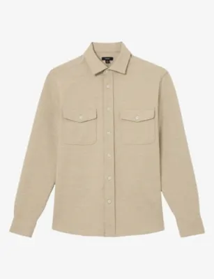 REISS McShane Patch-Pocket Wool-Blend Shirt - CHARCOAL GREY detail 2