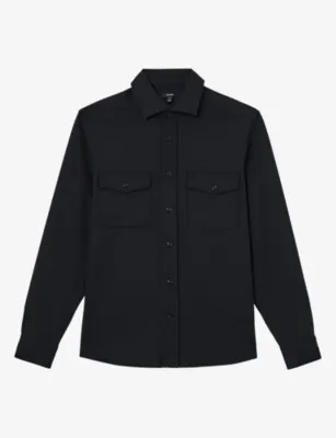 REISS McShane Patch-Pocket Wool-Blend Shirt - CHARCOAL GREY detail 3