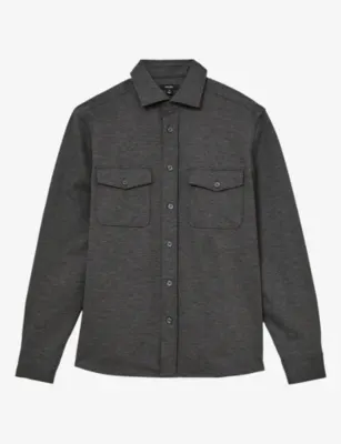 REISS McShane Patch-Pocket Wool-Blend Shirt - CHARCOAL GREY