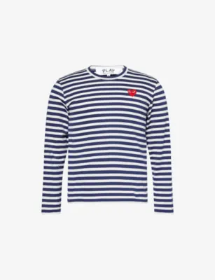 COMME DES GARCONS PLAY Striped Heart-Motif Cotton T-Shirt