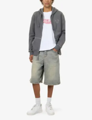 TRUE RELIGION Mikey Super T Baggy Denim Shorts in Crossover Fade Med Wash, additional product view 2
