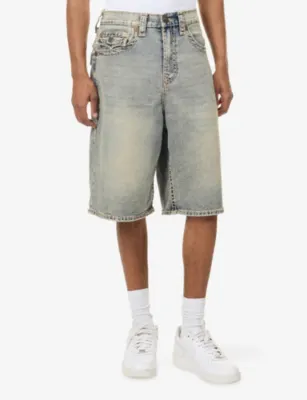 TRUE RELIGION Mikey Super T Baggy Denim Shorts in Crossover Fade Med Wash, additional product view 3