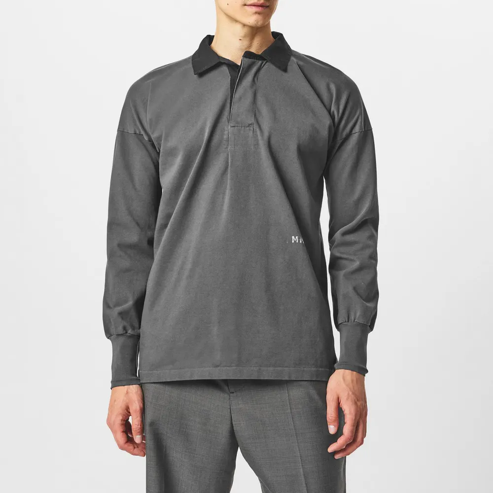 Maison Margiela Men's Short Sleeve Polo Shirt in Anthracite, additional product view 3