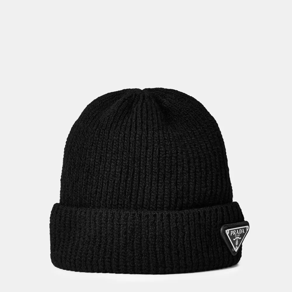 Prada Men'S Wool Badge Logo Beanie