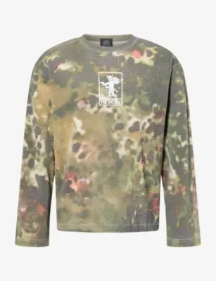 HERESY Rogue Brand-Print Waffle-Knit Top