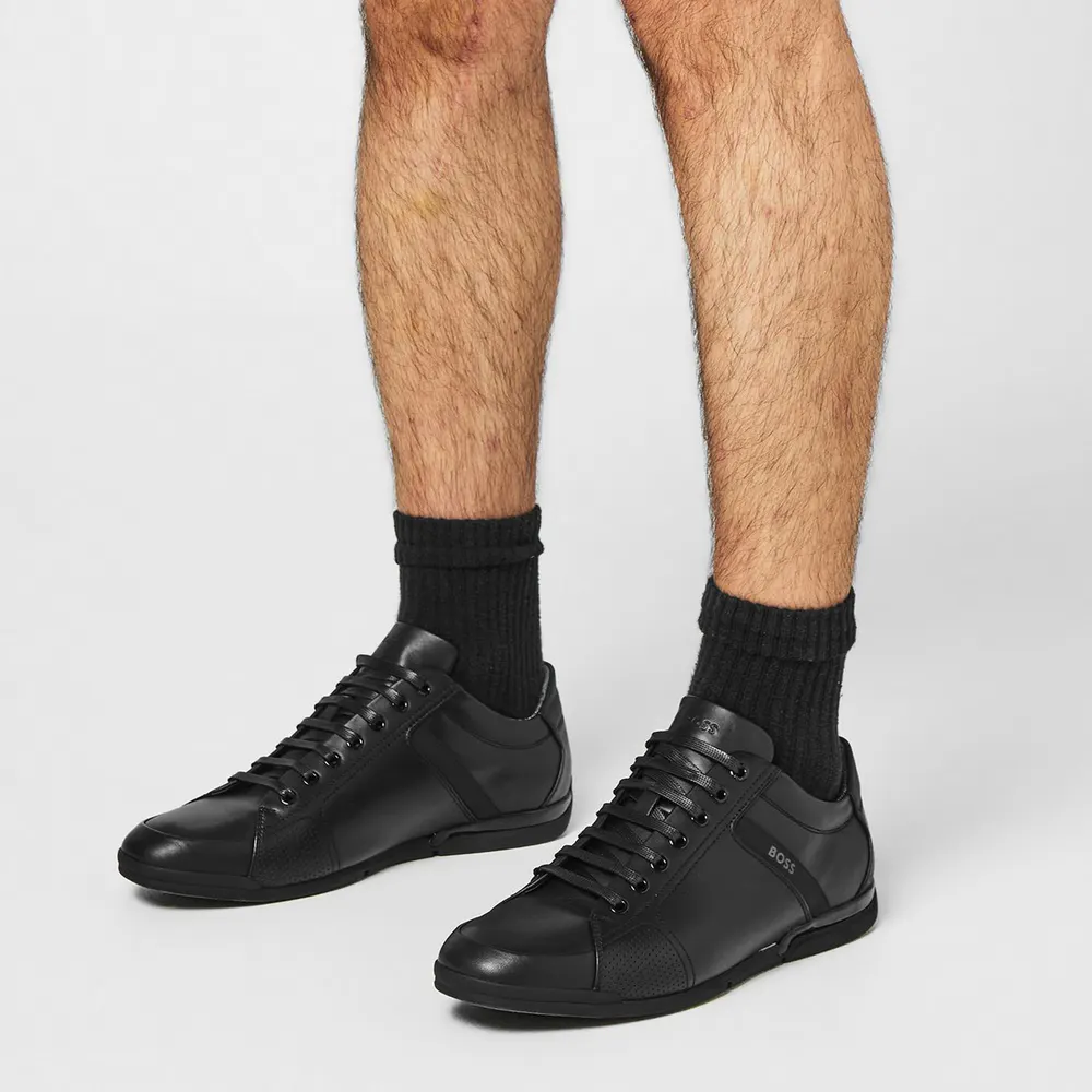Boss Men's Saturn Smooth Low Top Premium Leather Trainers detail 2