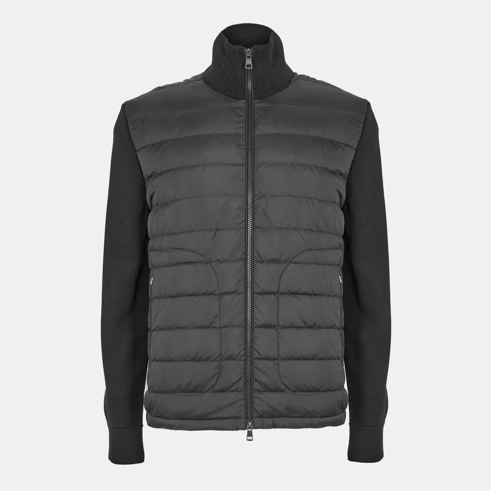Moncler Men's Wool Long Sleeve Full Zip Hybrid Jacket