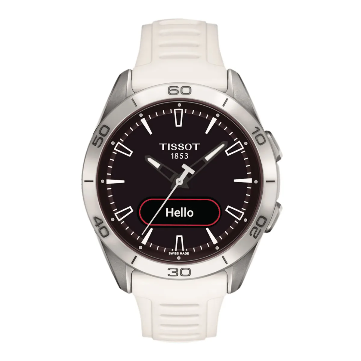 Tissot T-Touch Connect Sport 44mm Unisex Watch Black With White Silicone Strap