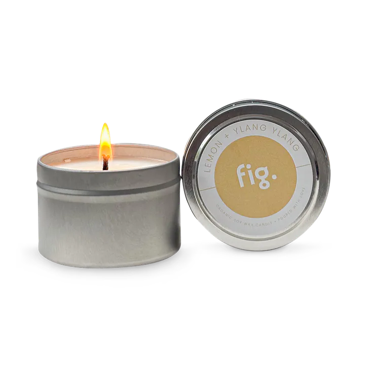 Fig Soy Wax + Pure Essential Oils Handmade Eco Candle - Lemon + Ylang Ylang