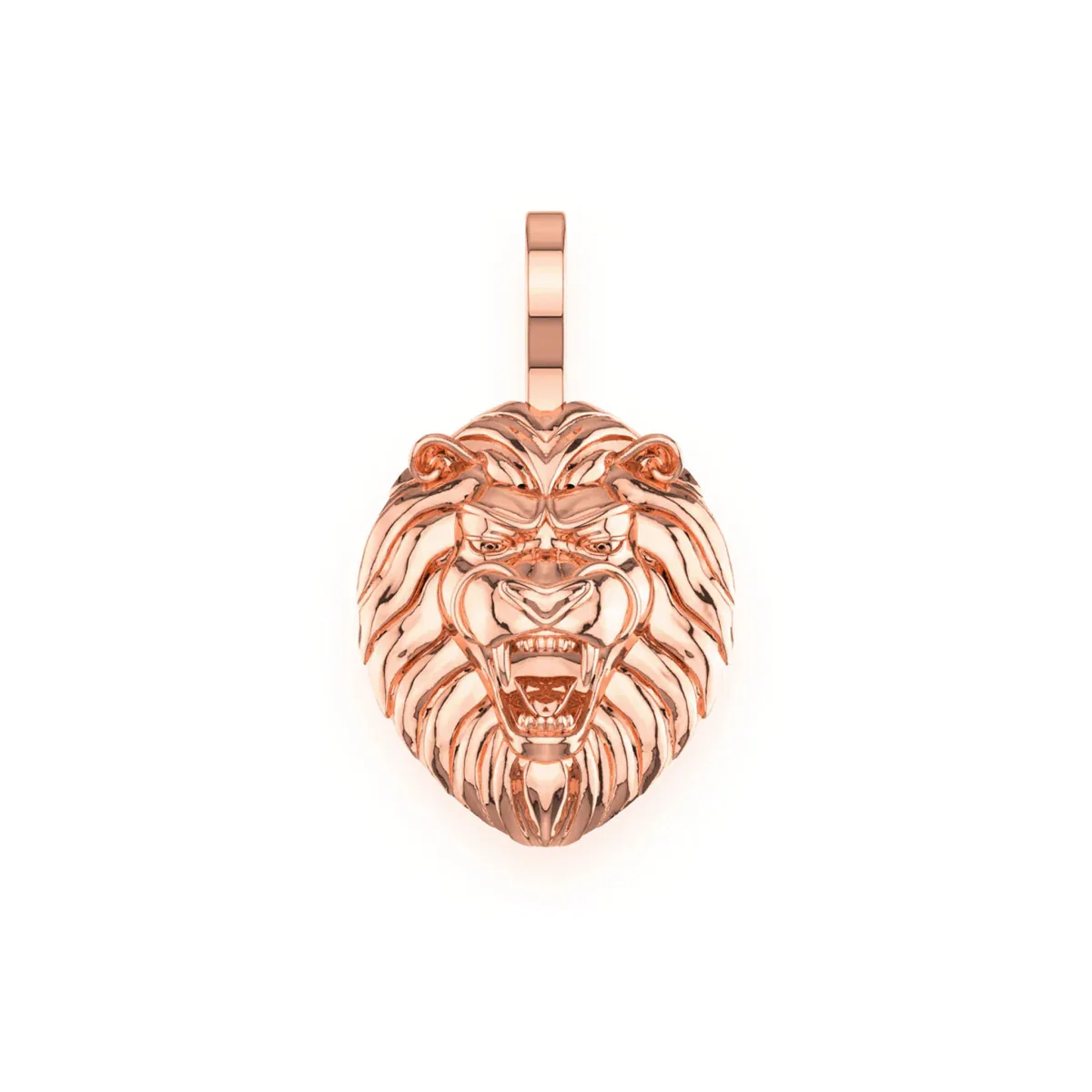 For Him Lion Head Diamond Pendant in Plain / Rose Gold – Pendant