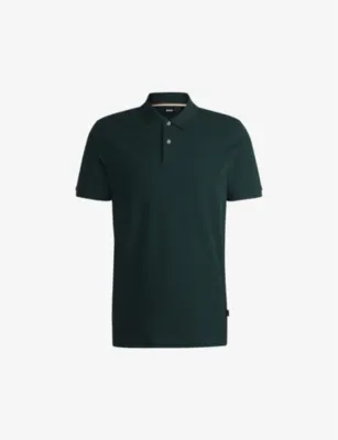 BOSS Logo-embroidered short-sleeve cotton polo shirt - LIGHT/PASTEL BLUE detail 3