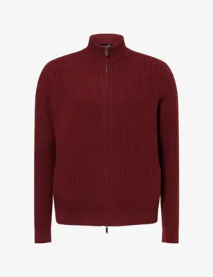 EMPORIO ARMANI Stripe Zip-Through Cashmere Jacket