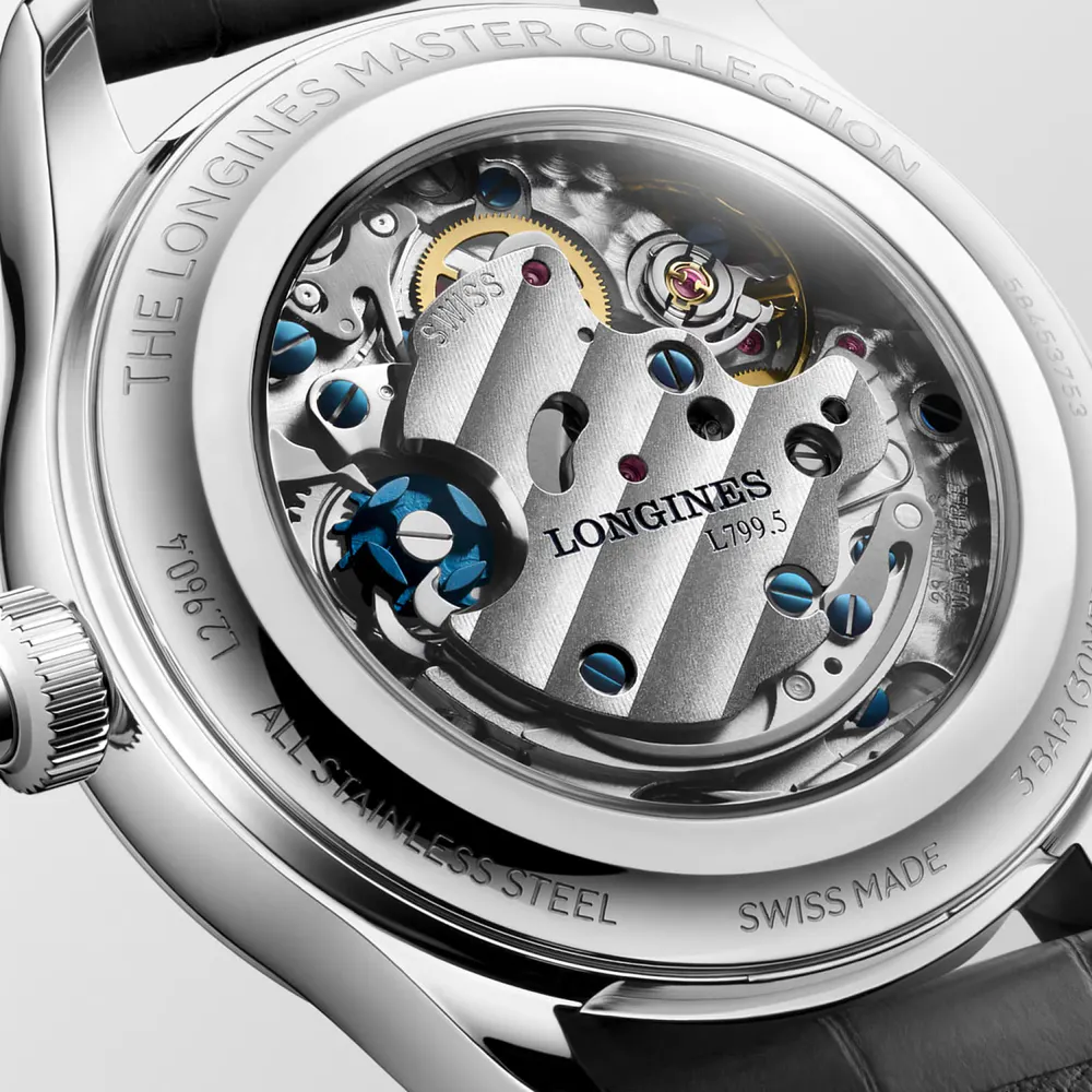 Longines Master Collection Chrono Monopusher 41mm Mens Watch Frosted Blue Dial detail 3