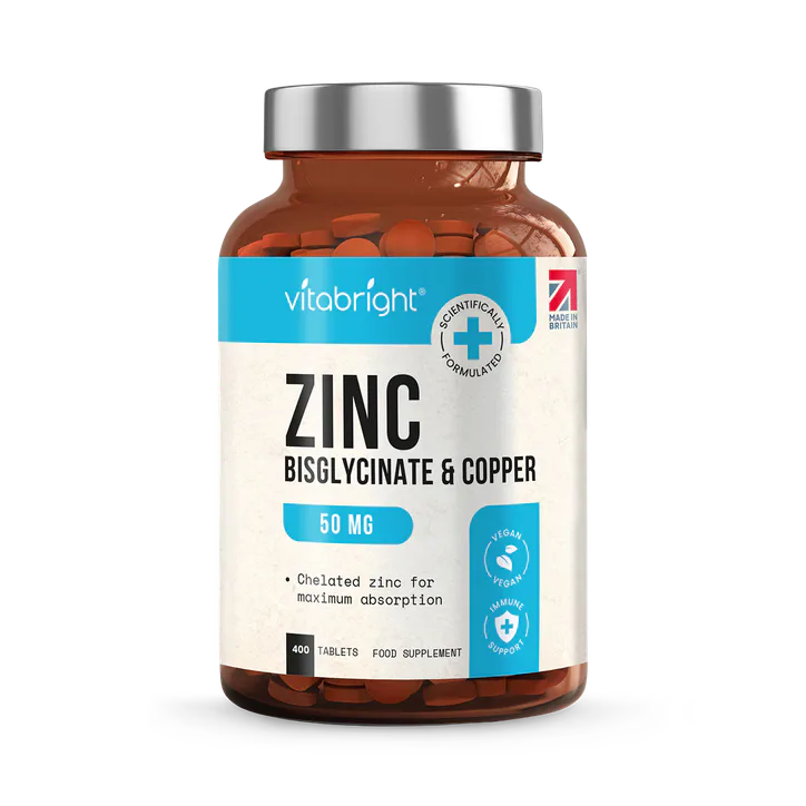 VitaBright Zinc Bisglycinate with Copper - 50mg per Serving - 400 Tablets