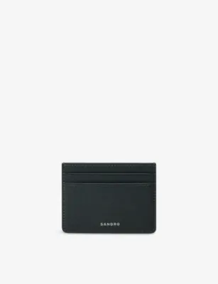 SANDRO Logo-Embossed Reconstituted Leather Card Holder - Noir / Gris - 1 Size