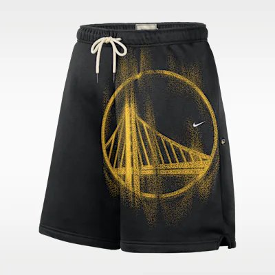 Nike Golden State Warriors Standard Issue Nike Men's Fleece Basketball Shorts - Black/White
