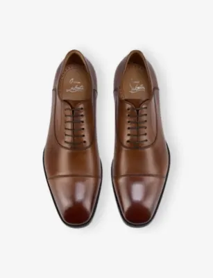 CHRISTIAN LOUBOUTIN Greggory Leather Oxford Shoes - EUR 50 / 16 UK MEN in HAVANE, additional product view 3