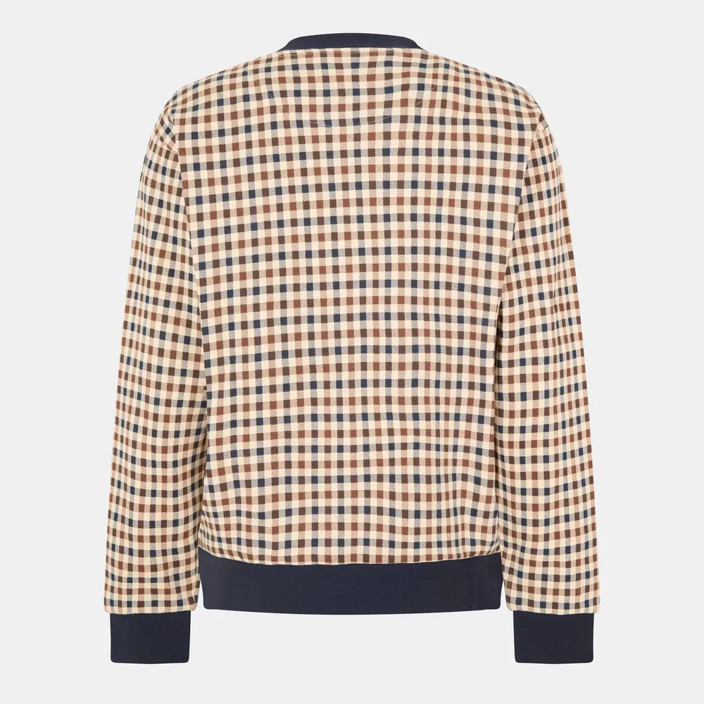 Aquascutum Men's AquAct Check Long Sleeve Crew Sweatshirt detail 2