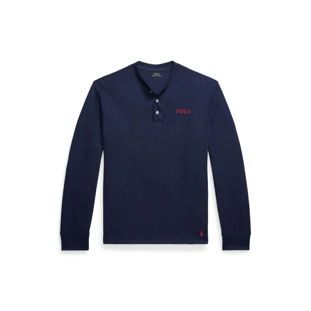Polo Ralph Lauren Mens Waffle-Knit Henley Long Sleeve Top