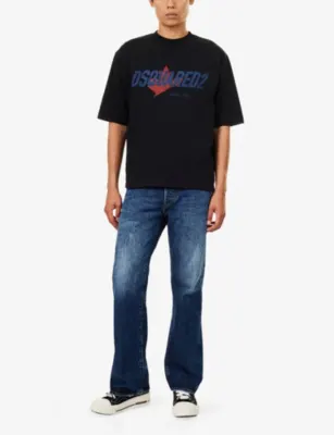 DSQUARED2 Maple Loose-Fit Cotton-Jersey T-Shirt in BLACK, additional product view 2