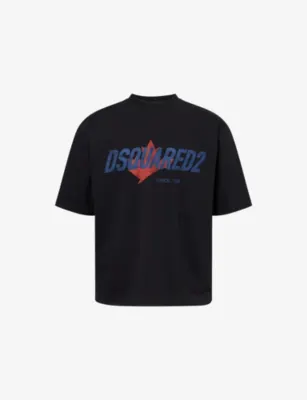 DSQUARED2 Maple Loose-Fit Cotton-Jersey T-Shirt in BLACK – Mens | Tops & t-shirts | T-Shirts | Plain T-Shirts
