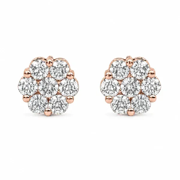 For Him Flower Diamond Studs in 1.50ctw / Rose Gold / Natural Diamond – Earring