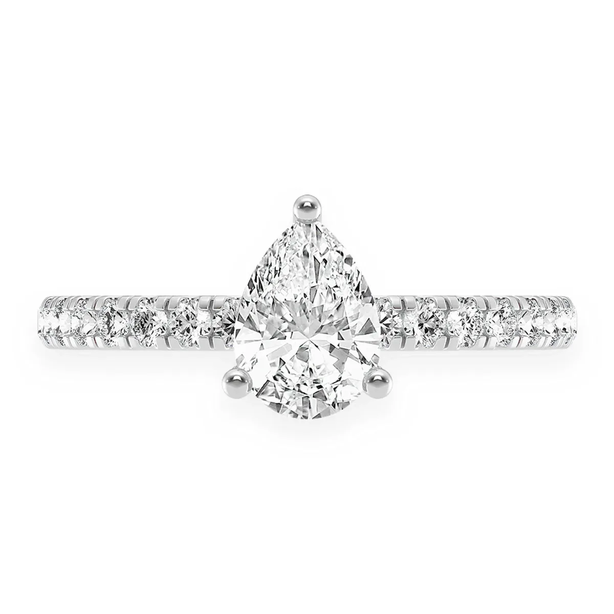 For Him Signature One Row Under Halo Diamond Ring in Rose Gold / 0.75ctw Pear Diamond (F/SI2) / Natural Diamond – Ring