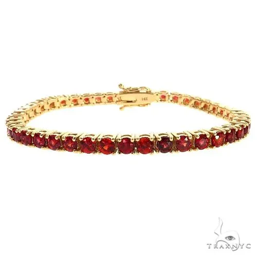PIA - For Him GEMSTONES 14k Gold Red Sapphire Tennis Bracelet (0.15ct Each)