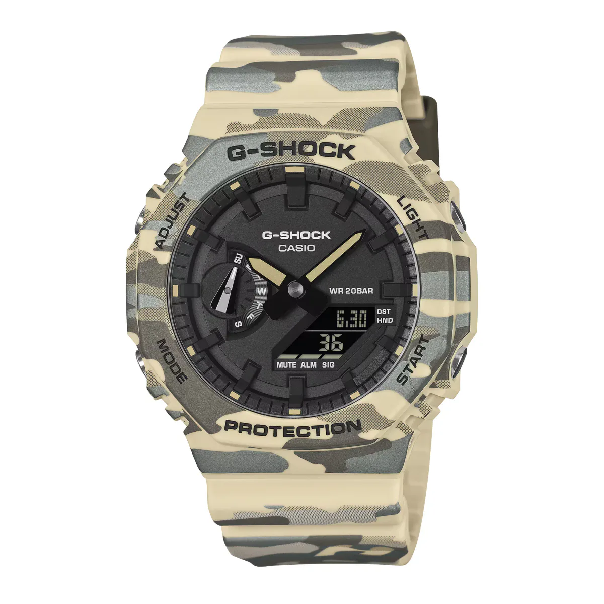 Casio G-SHOCK Analogue Digital 2100 Series 45.4mm Mens Watch Camo Green
