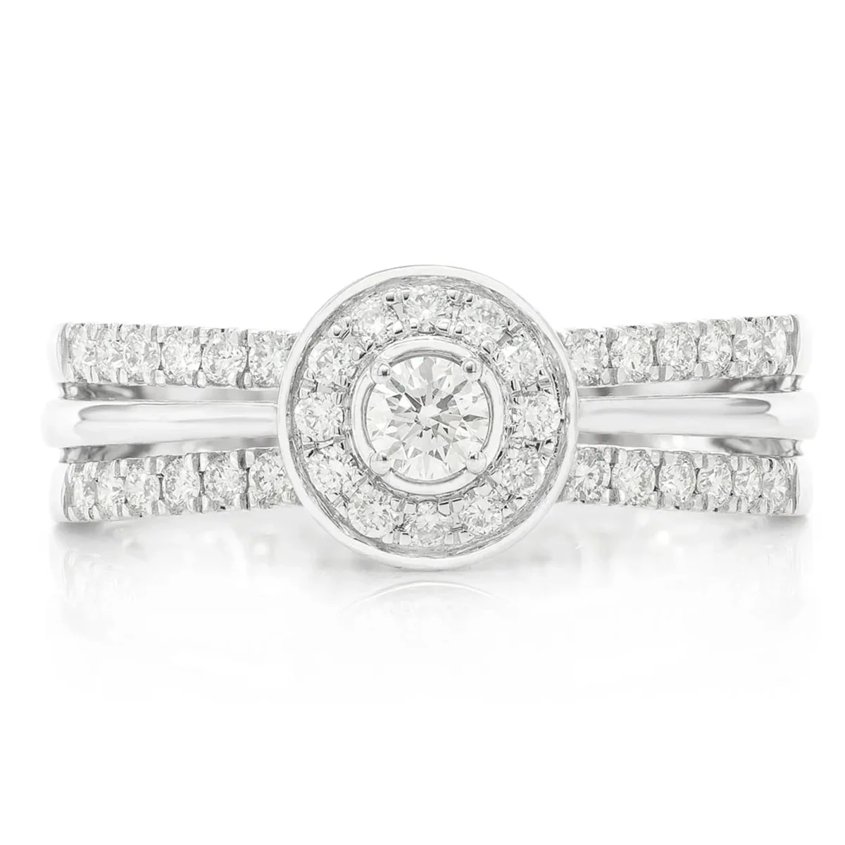 For Him Double Band Round Halo Diamond Engagement Ring
