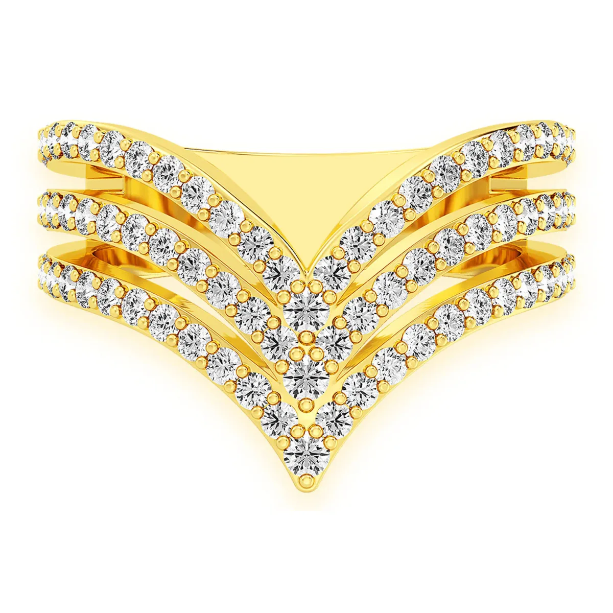 For Him Triple Pointed V-Shaped Ring in Yellow Gold / Natural Diamond – Ring