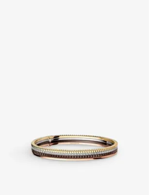 BOUCHERON Quatre Classique small PVD-coated 18ct yellow, white and pink gold and 0.78ct brilliant-cut diamond bangle - 18cm