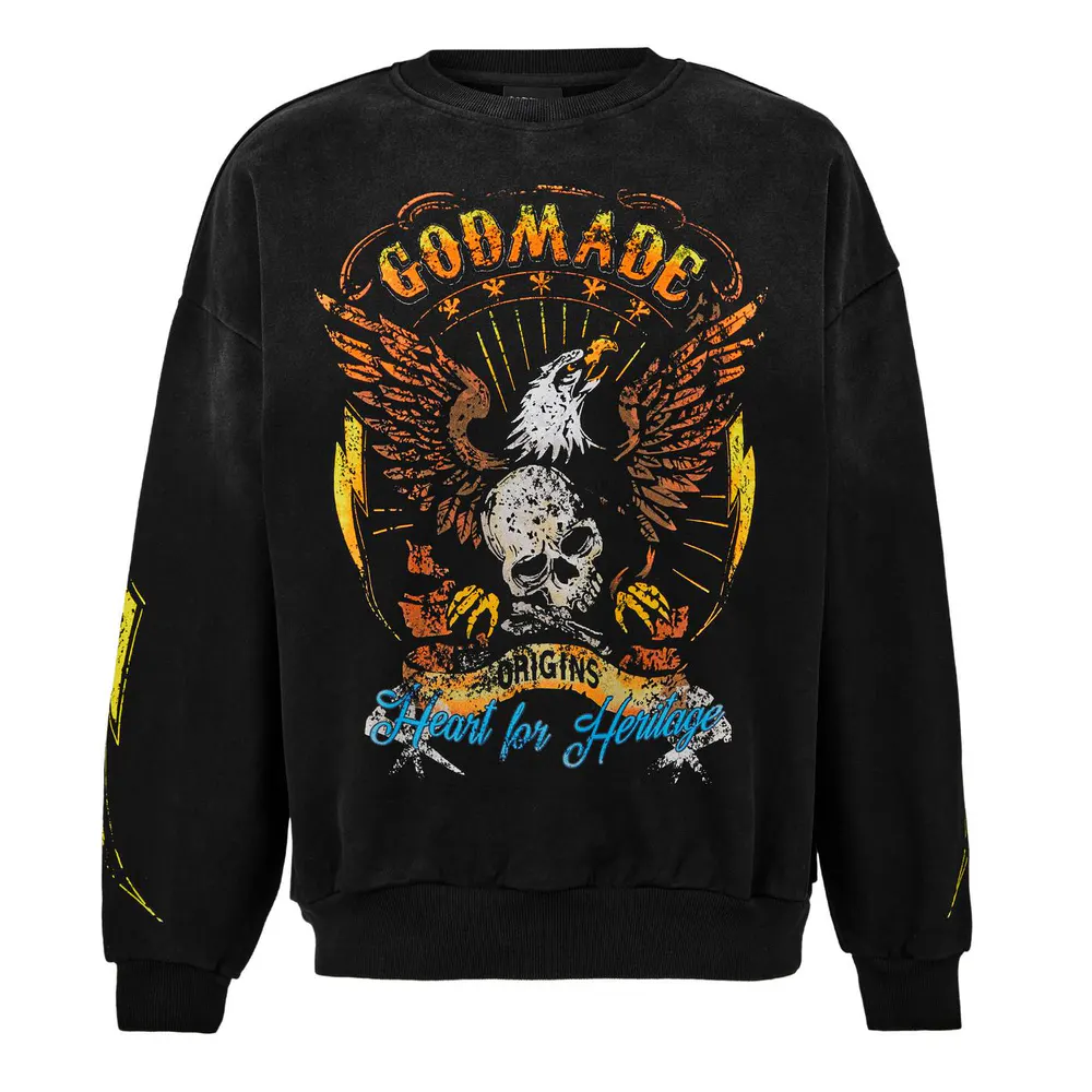 God Made Men's Origins Cotton Long Sleeve Relaxed Fit Crew Sweatshirt