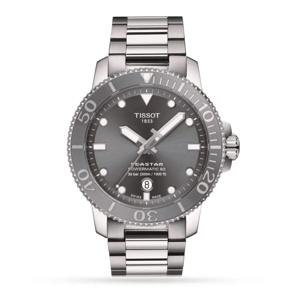 Tissot Seastar 1000 Powermatic 80 43mm Mens Watch Grey