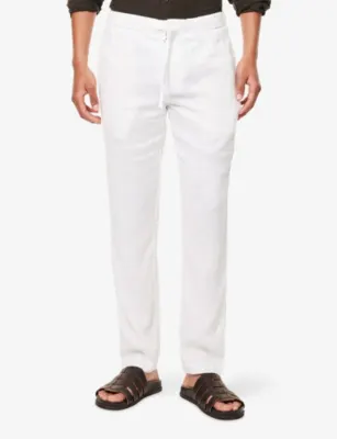 FRESCOBOL CARIOCA Oscar Tapered-Leg Linen and Cotton-Blend Chino Trousers detail 3