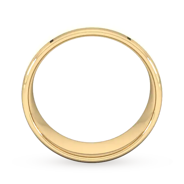 For Him 8mm Flat Court Heavy Polished Chamfered Edges With Matt Centre Wedding Ring In 18 Carat Yellow Gold detail 3